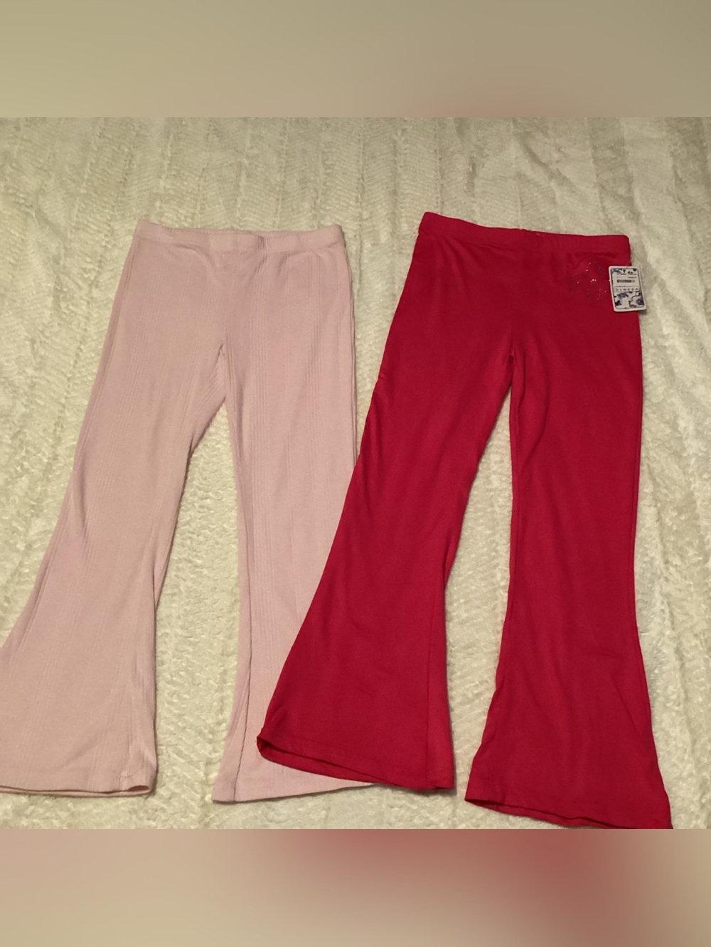 Girls Lot Of 2 Btween Sz 10 Pink Wide Leg Leggings Light Pink Ribbed NWT